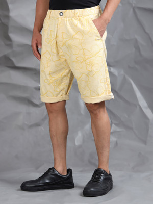bEEVEE Floral Print Men Yellow Regular Shorts