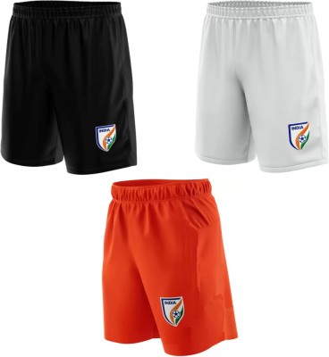 INGENTECH Solid Men Black, White, Orange Sports Shorts