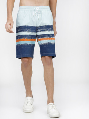 HIGHLANDER Color Block Men Blue, Orange Regular Shorts