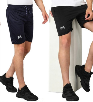 mank D Solid Men Black Gym Shorts