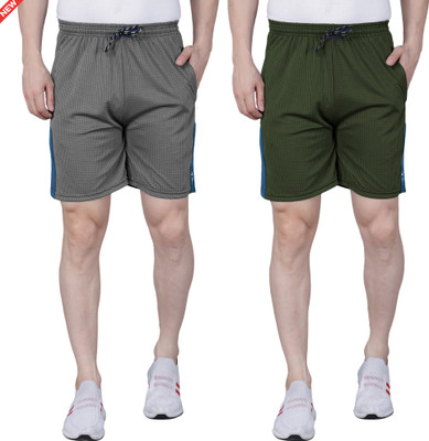 RK Costing Solid Men Black, Dark Green Regular Shorts