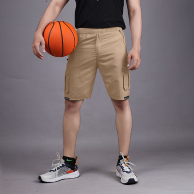 VRAJGLOBAL Solid Men Brown Cargo Shorts