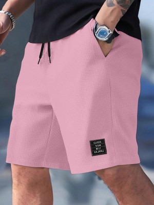 KAJARU Solid Men Pink Regular Shorts