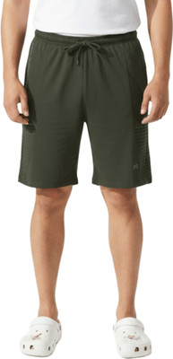 Force NXT Solid Men Dark Green Casual Shorts