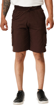 Ecolove Solid Men Brown Cargo Shorts