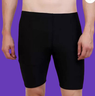 Gutauchauhan Solid Men Black Compression Shorts