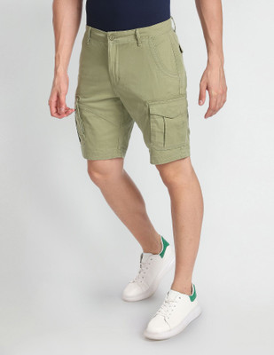 FLYING MACHINE Solid Men Green Basic Shorts