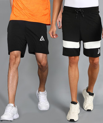 Adrenex Color Block Men Black Basic Shorts
