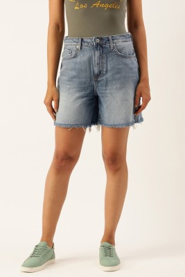 FOREVER 21 Solid Women Blue Denim Shorts