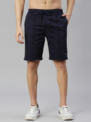 Thomas Scott Checkered Men Blue Basic Shorts