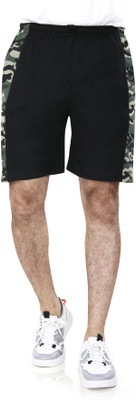 NEO GARMENTS Military Camouflage Men Black Basic Shorts, Casual Shorts