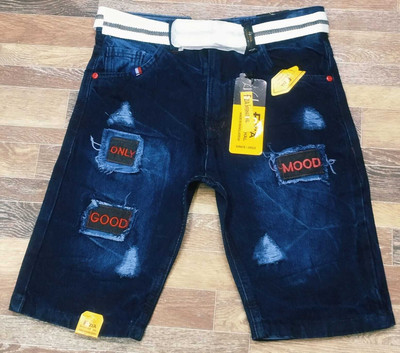 RCS Self Design Men Denim Blue Denim Shorts