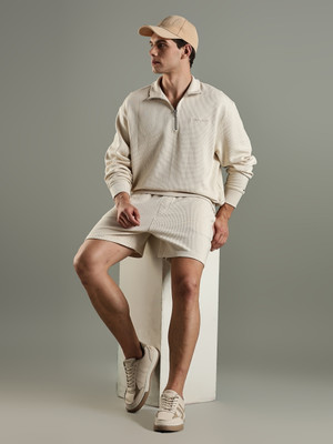 TOMMY HILFIGER Self Design Men Beige Basic Shorts