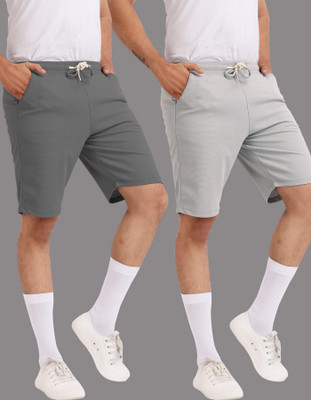 Yazole Solid Men Grey Basic Shorts