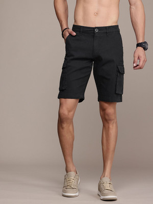 Roadster Solid Men Black Cargo Shorts