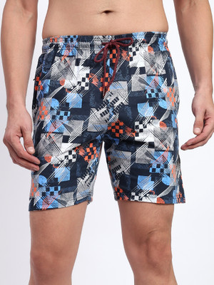 TT Printed Men Blue Basic Shorts