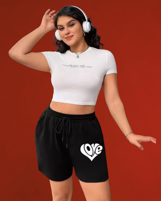 Inject Solid Women Black Regular Shorts, Night Shorts, Beach Shorts, Casual Shorts, Basic Shorts