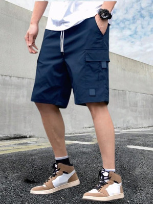 MGC MAANU Self Design Men Dark Blue Sports Shorts