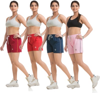 STYLE AK Self Design Women Maroon, Red, Blue, Pink Regular Shorts