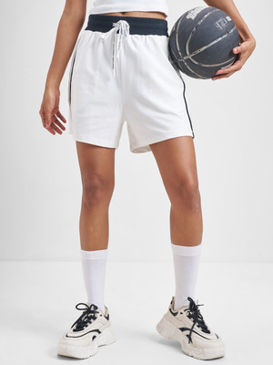 Tokyo Talkies Solid Women White Regular Shorts