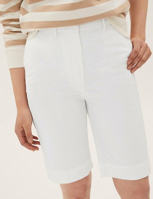 MARKS & SPENCER Solid Women White Chino Shorts