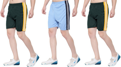 HouseOfCommon Striped Men Blue, Green, Green Sports Shorts