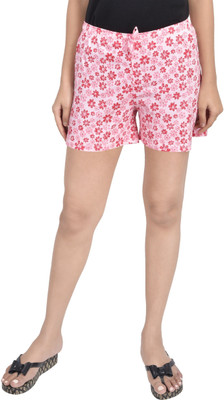 HouseOfCommon Floral Print Women Pink Regular Shorts