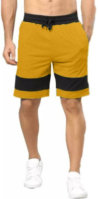 Shopy Unlimited Solid Men Yellow Running Shorts