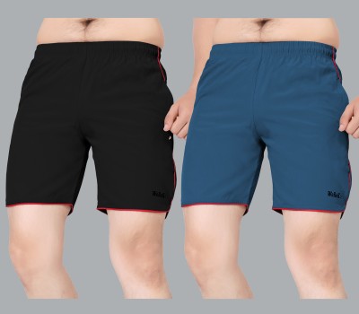 WeReKo Self Design Men Black, Light Blue Casual Shorts