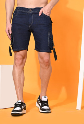 Linaria Solid Men Denim Dark Blue Denim Shorts