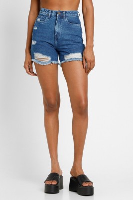 FOREVER 21 Solid Women Blue Denim Shorts