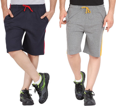 GLAMPANDA Color Block Men Dark Blue, Dark Grey Casual Shorts