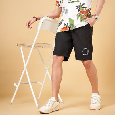 Urban Ranger by Pantaloons Solid Men Black Basic Shorts