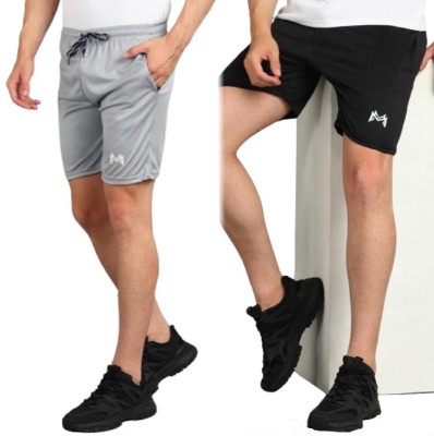 mank D Solid Men Black Sports Shorts