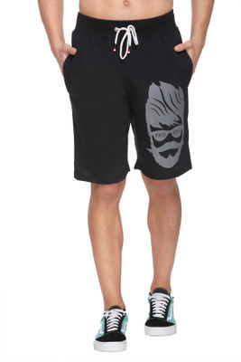 Basis Printed Men Black Basic Shorts