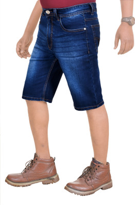 PLOUNGE Self Design Men Denim Blue Denim Shorts