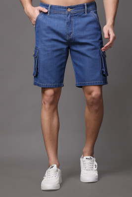 ZAYSH Solid Men Denim Blue Denim Shorts