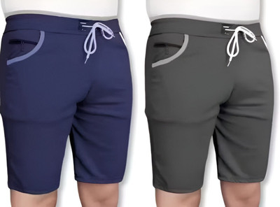 Tapicreation Solid Men Reversible Blue, Grey Basic Shorts
