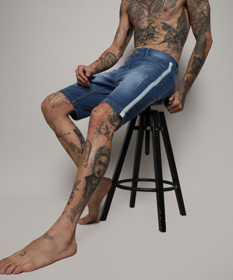 CAMPUS SUTRA Solid Men Denim Blue Denim Shorts