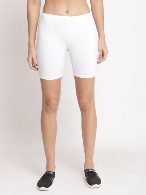 Bamboo Breeze Solid Women Reversible White Sports Shorts