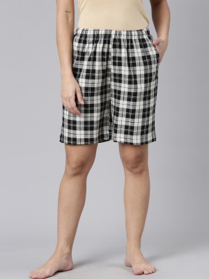 Kryptic Checkered Women Black Regular Shorts