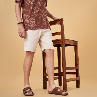 7 Alt by Pantaloons Solid Men Khaki Basic Shorts