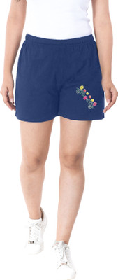 KP BROS Graphic Print Women Dark Blue Night Shorts