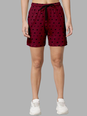 Priyanka Fashion Printed Women Maroon Regular Shorts