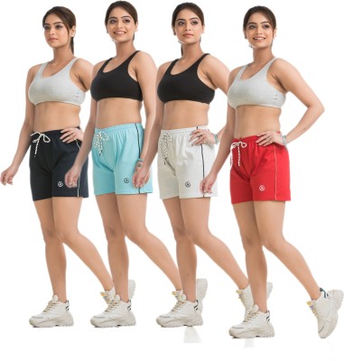 STYLE AK Solid Women Blue, Light Blue, Grey, Red Regular Shorts