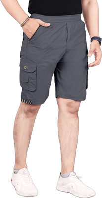 Raiment Solid Men Dark Grey Casual Shorts