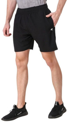 Fabc Solid Men Black Sports Shorts