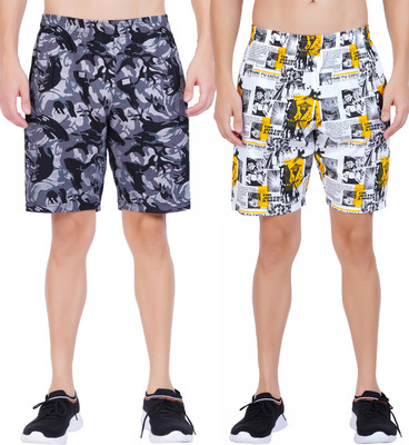 HOTFITS Printed Men Multicolor Basic Shorts