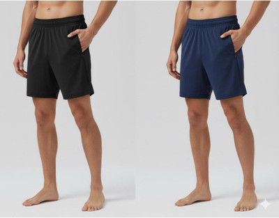 Blacktail Solid Men Dark Blue, Black Casual Shorts, Gym Shorts, Sports Shorts