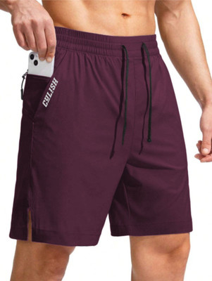 Culish Trend Printed Men Maroon Gym Shorts, Running Shorts, Sports Shorts